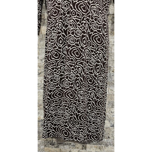 Susan Bristol Womens Midi Dress Brown Abstract Floral Rayon Knit Office Size 12 - Picture 8 of 13